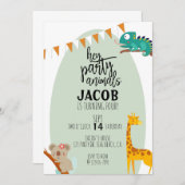PARTY, KINDERGEBURTSTAG, tierisches PARTY Ankündigung (Vorne/Hinten)
