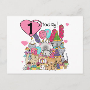 Party Kittens 1st Birthday Tshirts und Geschenke Postkarte