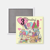 Party Kittens 3. Geburtstag Geschenke und Hemden Magnet (Vorderseite/Rückseite)