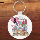 Party Kittens 3. Geburtstag Geschenke und Hemden Schlüsselanhänger (Vorderseite)