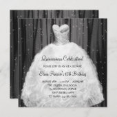 Party Kleid Schwarz-weiß Quinceanera Einladungen (Vorne/Hinten)