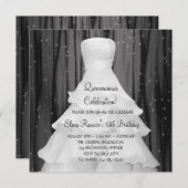 Party Kleid Schwarz-weiß Quinceanera Einladungen (Vorne/Hinten)