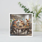 Party, Krokodile, die Kuchen zum Geburtstag essen Einladung (Stehend Vorderseite)