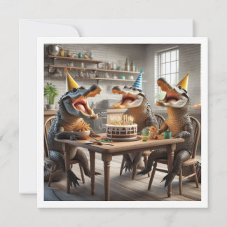 Party, Krokodile, die Kuchen zum Geburtstag essen Einladung