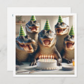 Party, Krokodile, die Kuchen zum Geburtstag essen Einladung (Vorne/Hinten)