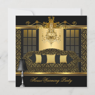 Party Kronier Damask Gold Schwarz Einladung