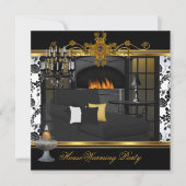 Party Kronier Damask White Gold Einladung (Vorderseite)