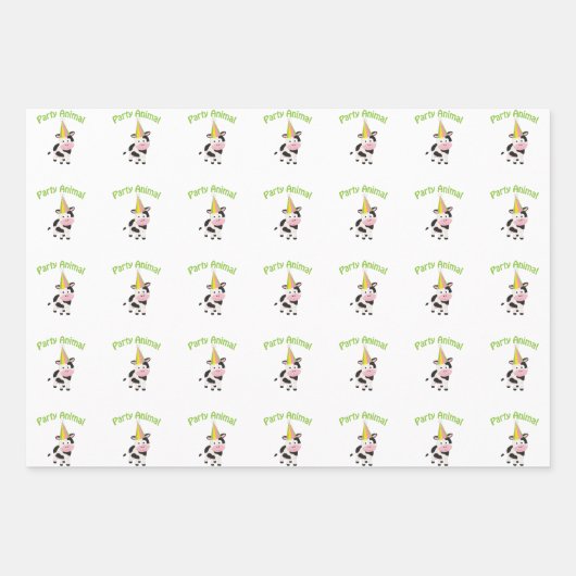 Party!Kuh Geschenkpapier Set (Vorderseite)