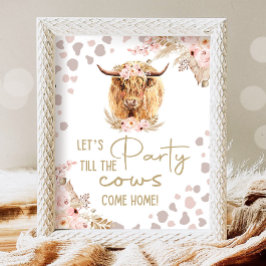 Party Kuh Highlander Cow Boho Farm Geburtstag Poster