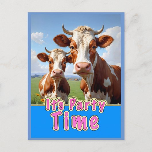Party Kühe Postkarte (Vorderseite)