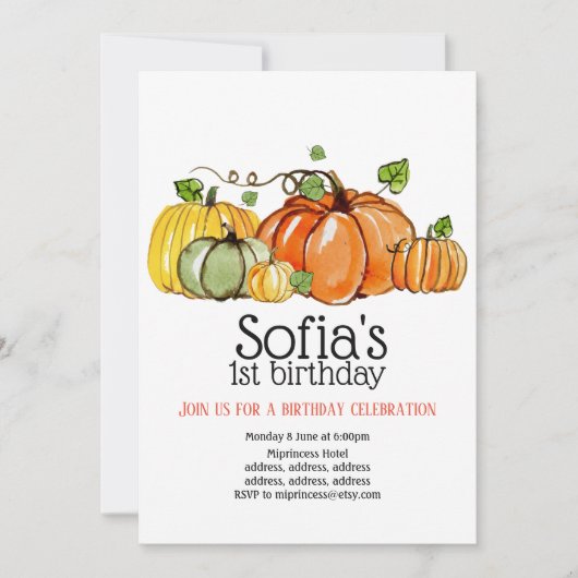 Party, Kürbis, Herbst, Einladung (Vorderseite)