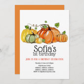 Party, Kürbis, Herbst, Einladung (Vorne/Hinten)