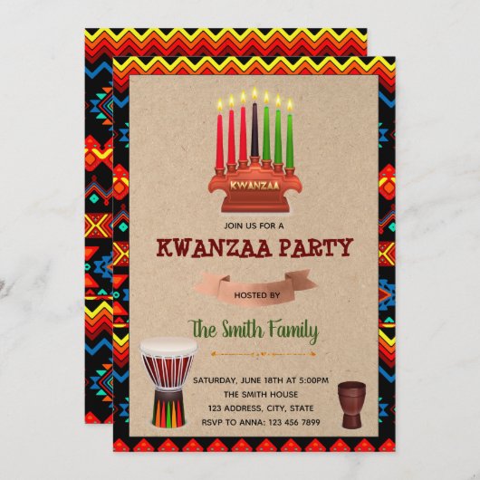 Party Kwanzaa Einladung (Vorne/Hinten)