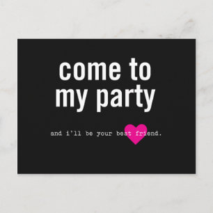 Party laden einladungspostkarte