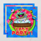 Party laden "ließ uns Party!" ein mit Fribbets Einladung (Vorne/Hinten)