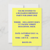 PARTY LADEN ~ STIEFEL AUF ~ Western-Art EINLADUNG (Rückseite)