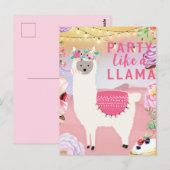 Party Lama Postkarte (Vorne/Hinten)