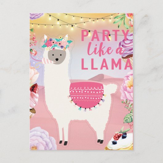 Party Lama Postkarte (Vorderseite)