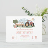 Party "Landtiere" 1. Geburtstag Einladung (Stehend Vorderseite)