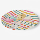 Party Landtiere Geburtstag Llama Streifen Pappteller (Schrägansicht)