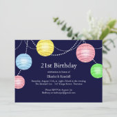 Party Lantern 21. Geburtstag Einladung (Stehend Vorderseite)