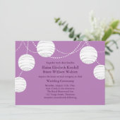 Party Lanterns auf Lila Einladung (Stehend Vorderseite)