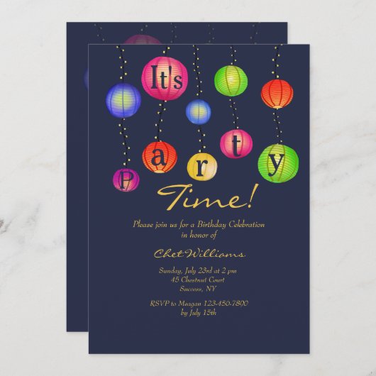 Party Lanterns Einladung (Vorne/Hinten)