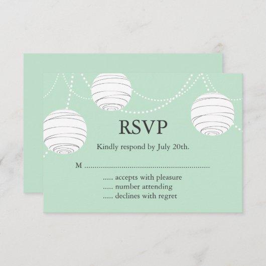 Party Lanterns UAWG in Mint Green RSVP Karte (Vorne/Hinten)
