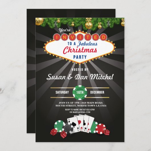 Party Las Vegas Casino Einladung (Vorne/Hinten)