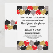 Party Las Vegas Casino Glitzer Einladung (Vorne/Hinten)