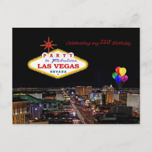 Party Las Vegas Postcard zum 21. Geburtstag Einladungspostkarte