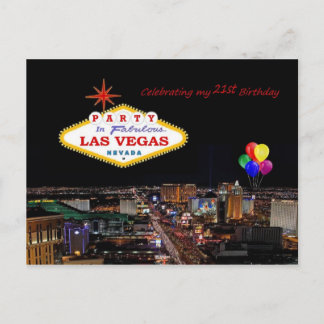 Party Las Vegas Postcard zum 21. Geburtstag Einladungspostkarte