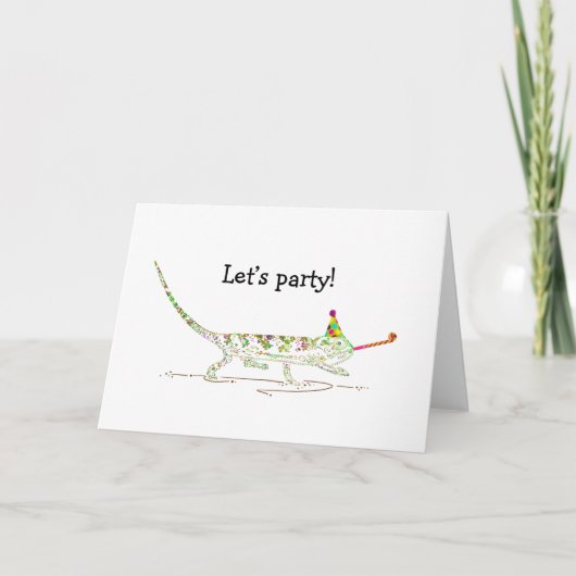 "Party Lass!" Psychedelic Chameleon Design Karte (Vorderseite)