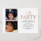 Party lasse | 2 Foto Geburtstagspartei Folieneinladung (Vorderseite)