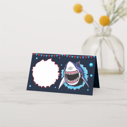Party-Lebensmitteletiketten Haifischfische Platzka Platzkarte (Vorderseite)