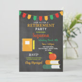 Party-Lehrer für das abgegebene Ruhestand Einladung (Stehend Vorderseite)