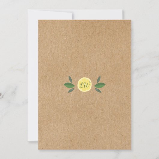 Party Lemons Rustic Kraft Einladung (Rückseite)
