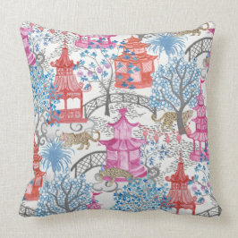 Party Leoparden im Pagoda-Wald in Spicy Pink Kissen