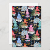 Party Leopards auf schwarz Einladung (Vorne/Hinten)