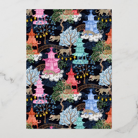 Party Leopards im Pagoda-Wald Folieneinladung (Vorderseite)