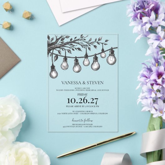 Party-Lichter Probedinner Acryleinladungen (In Situ (Hochzeit))