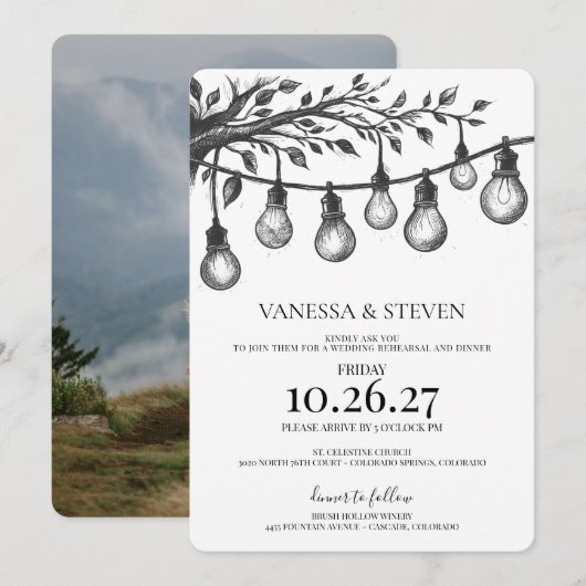 Party-Lichter Probeessen Einladung (Vorne/Hinten)