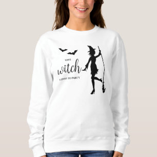 Party-Liebhaber-Mädchen-Hexe-Silhouette Lustiger H Sweatshirt