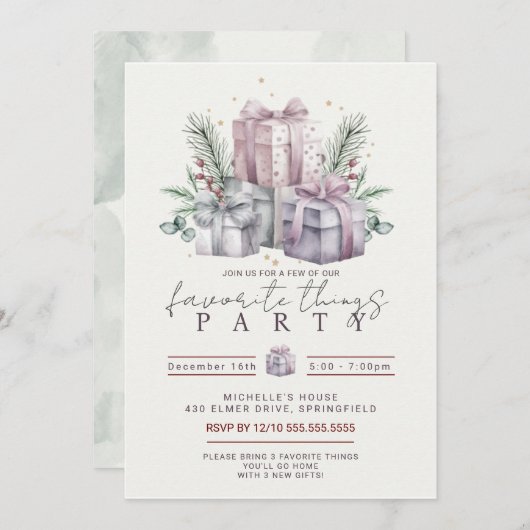 Party Lieblings-Dinge Einladung (Vorne/Hinten)