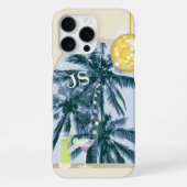 Party Light Cocktail Disco Ball on Yellow Initial iPhone Hülle (Rückseite)