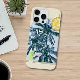 Party Light Cocktail Disco Ball on Yellow Initial iPhone 16 Pro Max Hülle