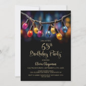 Party Lights 65th Birthday Party Einladung (Vorderseite)