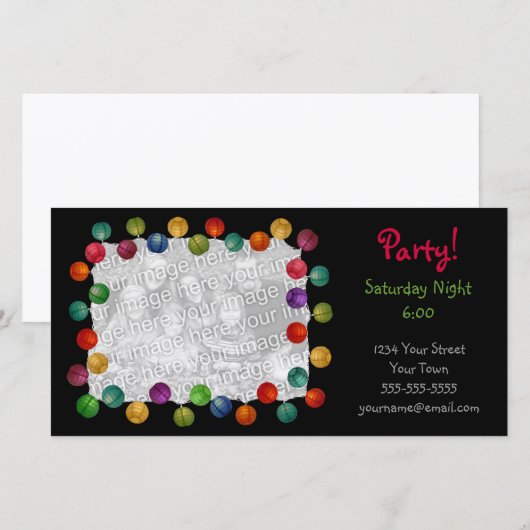 Party Lights Black Fotokarte (Vorne/Hinten)