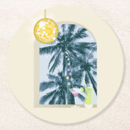 Party Lights Cocktails Diskothek Ball Palmes on Ye Runder Pappuntersetzer