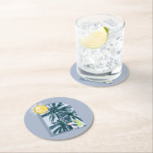 Party Lights Cocktails Diskothek Ball Palms on Blu Runder Pappuntersetzer (Vor Ort)